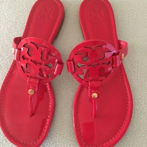Tory Burch red patent sandals.